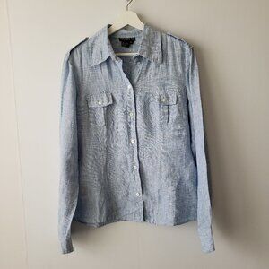 tracy M 100%linen button up long sleeve top size XL